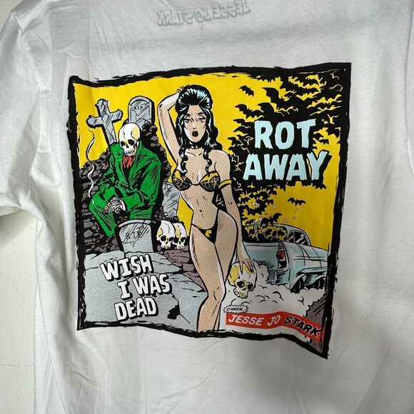 Jesse Jo Stark Chrome Hearts White Rot Away Wish I Was Dead Graphic Tee S - Picture 5 of 9